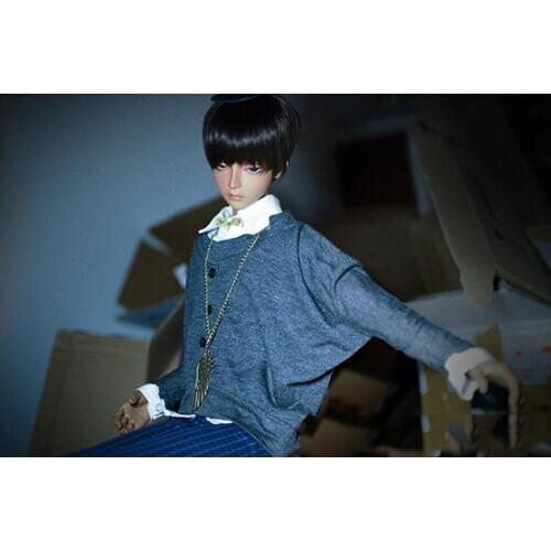 BJD Doll clothes apply to 1-3 1-4 uncle smoke gray round neck open-shouldered shirt casual jacket doll accessories