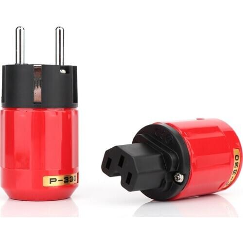 Pair P-330/C-330 Audio Grade Schuko jack, Rhodium Plated EU AC Power Plug, IEC Connector Plug ,power cable connector plug