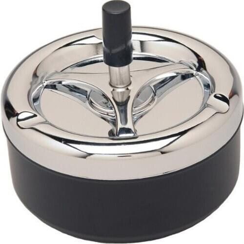 Portable Round Spinning Ashtray Cigarette Ash Stainless Steel Ashtray Housewares Spinning with Cover WF1015