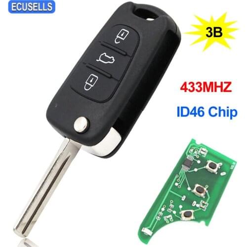 Folding Flip Remote Key Full Complete Key 433mhz ID46 Chip Smart Car Key for Kia Rio Seed SeedPro Picanto Sportage Uncut Blade