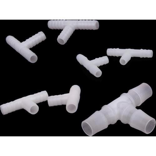 2Pcs 10mm Plastic Equal Tee Connector Barbed Pipe Fitting Air Water Hose Joiner for Watering Irrigation Garden Water Connectors