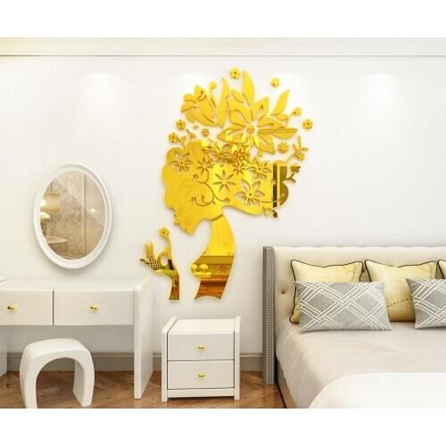 Modern fashional 3d acrylic mirror wall stickers for dining room mirror surface decor wall sticker