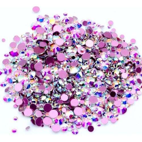 SS3-SS20 1440pcs Crystal and Crystal AB Non Hotfix Red Bottom Flatback Rhinestone Glass Strass Beads For Nail Art Wedding Fabric