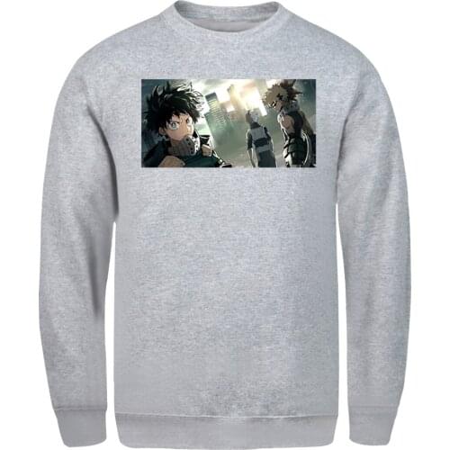 My Hero academy Sweatshirt Mens Hip Hop Streetwear Fleece Hoody Male Leisure Tops Pullovers Homme Retro Winter Moletom Masculino