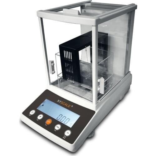 Solid and liquid digital density meter with printer and computer connection