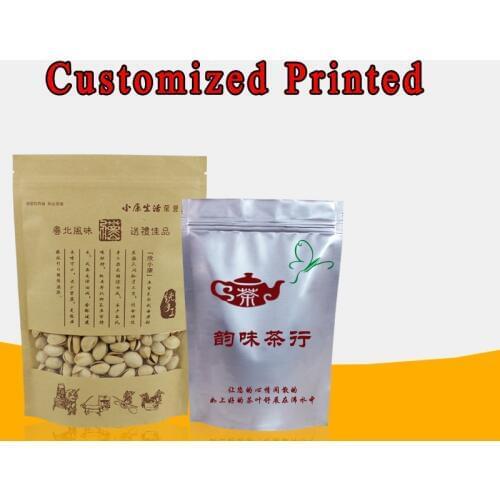 Customed Printed Kraft paper Packaging Bags Al Foil Stand up With Zipper Pouch For Sales