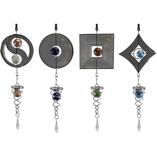 DIY Rotating Wind Chime Personality Novelty Metal Hanging Sculpture Wind Chime Bells Pendant Crafts Home Yard Balcony Decoration