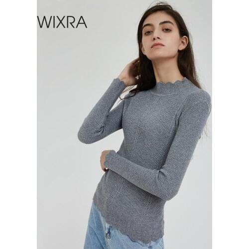 Wixra New-coming Autumn Winter Turtleneck Pullovers Sweaters Long Sleeve Solid All Base Match Slim Sweater