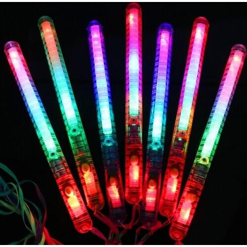 Colorful flash birthday party sticks wholesale with lanyard led electronic glow rainbow stick concert cheer props light sticks