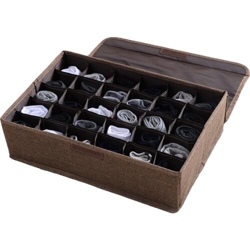 Underwear Storage Box Sock Sorting Chest 30 Gauges Washable Pantie Drawer with Cover Arrangement Case