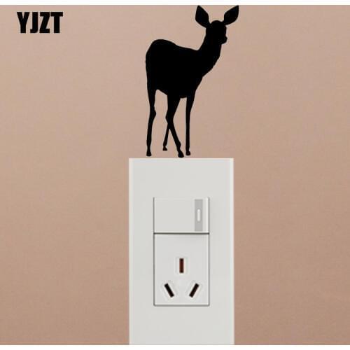YJZT Lovely Cartoon Wall Decal Animal Deer Hunting Vinyl Switch Stickers 17SS0087