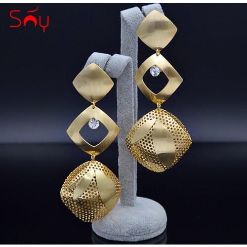 Sunny Jewelry Hanging Earrings Long Drop Dangle Earrings For Women Cubic Zirconia Round Face Earrings Trendy Jewelry Findings