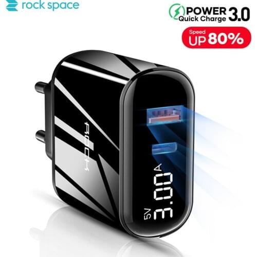ROCKSPACE 18W PD QC3.0 Charger USB Type C Digital Display Fast Charger For iPhone 12 Samsung Portable Mobile Phone Accessories