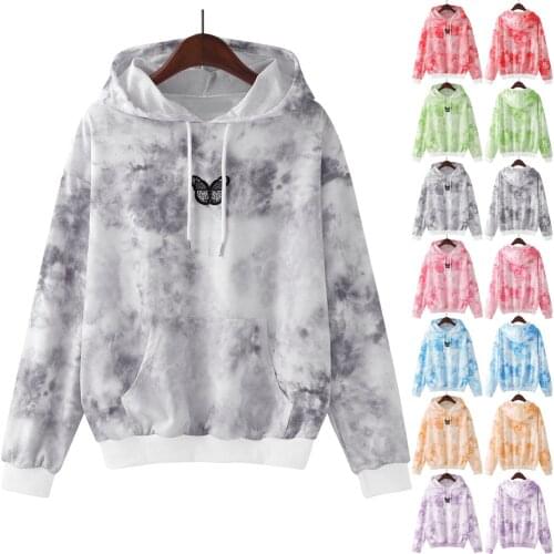 Fashion Tie-Dye Hoodies For Women Winter Autumn Sweatshirt Hooded Long Sleeve Tops Female Ladies Blouse Shirts