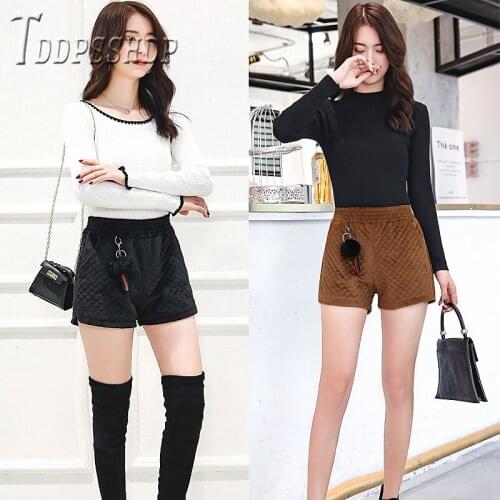 2019 High Waist Wide Leg Women Shorts Thick Elastic Waist Pocket Female Shorts