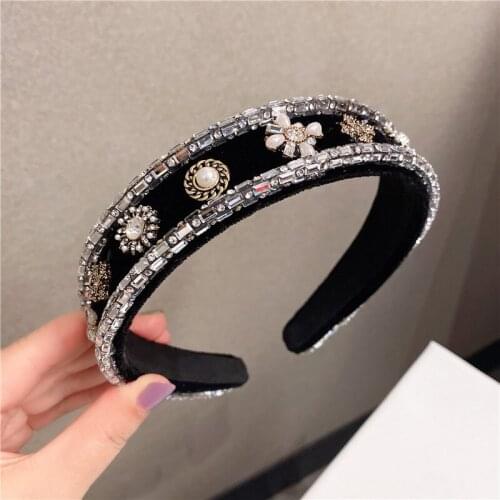 Fashion Korean style flowers hairband Women Girls Fashion Retro court Baroque crystal Hair Hoop headwear Hair Accessories