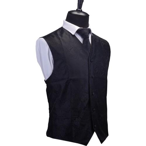 Ricnais Mens Waistcoats Slim Fit Men Vest Necktie and Handkerchief Set Paisley Vest Set For Business Party Wedding Gift