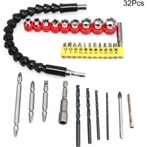 11/20/22/26/32Pcs Electric Drill Connection Flexible Shaft Bit Extension Screwdriver Bit Holder Sleeve Power Tool Accessories