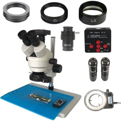 3.5X-90X Simul-focal Trinocular Stereo Microscope 36MP HDMI USB Microscopio Camera with CTV 1/2 0.5 CTV 1/3 0.3 adapter
