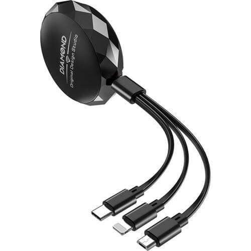 3-in-1 retractable USB charging cable for iPhone X XS Max USB data sync cable for Huawei P20 millet Samsung