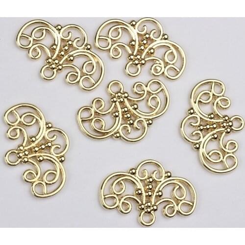 6pcs/lot Zinc Alloy Golden Vintage Lace Flowers Tassel Loop Charms Connectors For DIY Fashion Drop Earrings Making Accessories