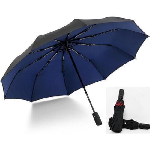 Ten Bone Automatic 210T Folding Umbrella Female Male Car Luxury Large Windproof Umbrella Quality Parasol Men Rain Black Paint