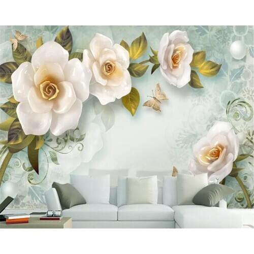 Beibehang behang Wallpaper 3d embossed rose European floral wallpaper TV background papel de parede 3d wallpaper 3d on the wall