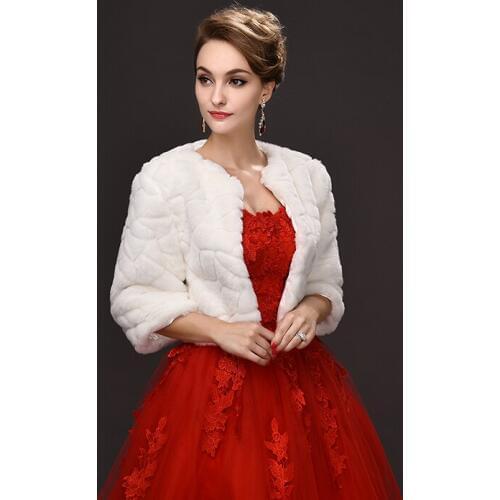 Hot Sell Winter Bridal Wraps Faux Fur Bolero Winter Wraps Coat Elegant Bridal Wedding Jacket EE7751