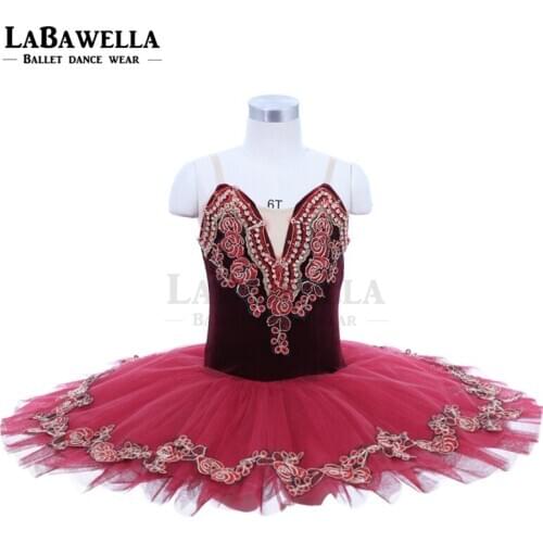 Burgundy princess florina ballet tutu costume girls professional ballet stage costume tutu PPL19082A