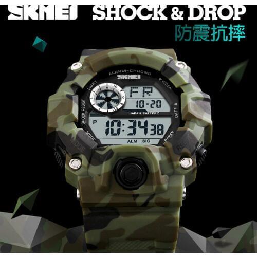 SKMEI Watches Men S-Shock Sports Military Watch Fashion Mens Military Watch Sports Watches Shock Resist Waterproof Dual Strap