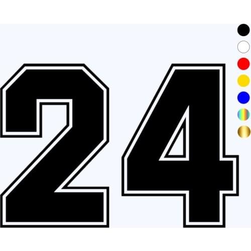 CK3233# multicolor Number 24 reflective funny car sticker vinyl decal waterproof car auto stickers silver/ black for bumper