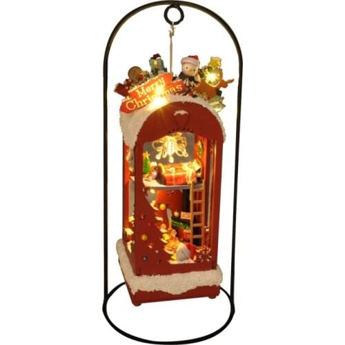 DIY Christmas Ice Hut Wooden Dollhouse Miniature Furniture With LED Kits Pendant Doll Houses Assemble Toys Children Gift Casa