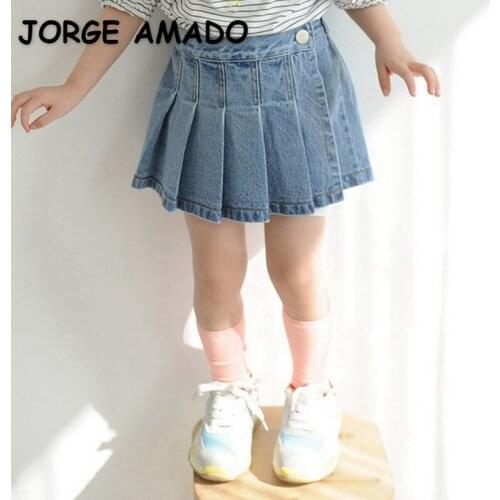 2021 New Korean Style Summer Kids Girl Skirts Denim Elastic Waist Shorts Children Fashion Clothes E256