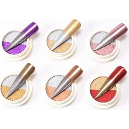 Double Color Solid Chameleon Powder Nail Art Laser Effect Glitter Mirror Nail Powder Shining Chrome Decoration Polish