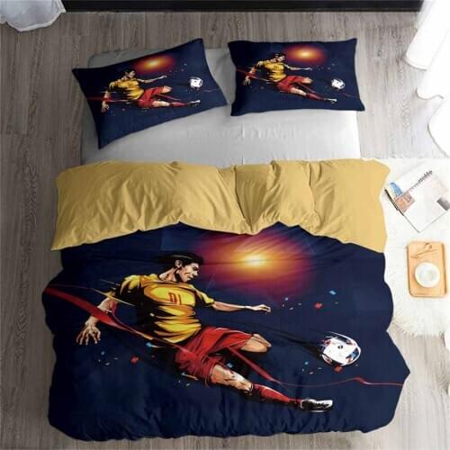 HELENGILI 3D Bedding Set Football Print Duvet Cover Set Lifelike Bedclothes with Pillowcase Bed Set Home Textiles #ZQ-24