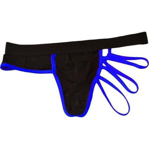Ice Silk Mens bikini thongs underwear Low-waist male translucent strips buttocks panties black, red, rose, green, blue ZJH0936