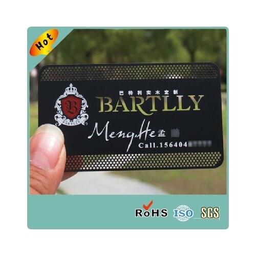 Customized laser engraved matte black stainless steel metal business card wholesale