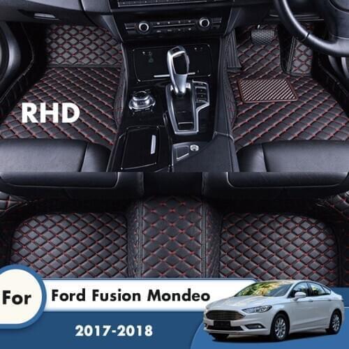 RHD Carpets For Ford Fusion Mondeo 2018 2017 Car Floor Mats Artificial Leather Foot Liners Custom Styling Interior Accessories