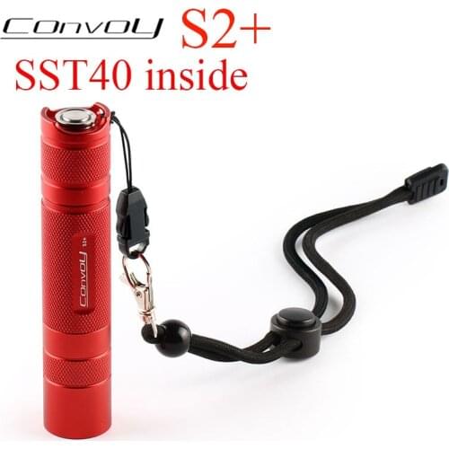Red Flashlight Convoy S2 Plus with SST40 Linterna Led Mini Flash Torch 18650 Latarka Camping Fishing Work Light Tent Lamp