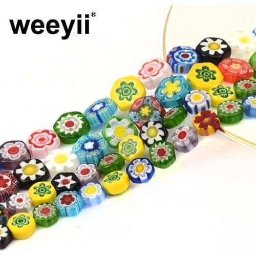 Colorful Rhombus Glazed Beads Flower Pattern Spacer Beads For DIY Bracelet Necklaces Jewelry Making Accessories