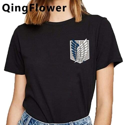 Attack on titan summer top male print 2021 couple white t shirt top tees streetwear