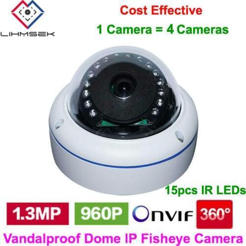 Lihmsek Free Shipping 360 Degree 1.3 Megapixel 960P Camera IP with wide angle lens 360 degree camera network fisheye