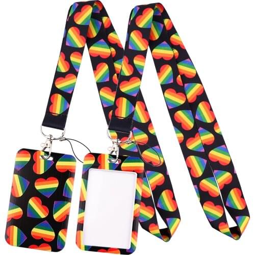 LT1043 LGBT Rainbow Gay Lanyard for Key Neck Strap lanyards id badge holder Key Chain Key Holder Hang Rope Key Ring Accessories