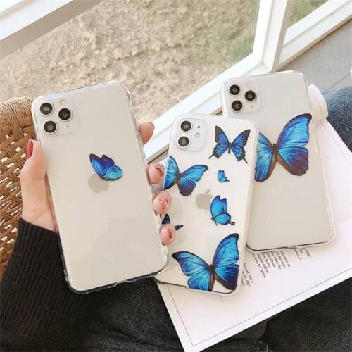 Cute Transparent Gutterfly Phone Case For iPhone 12 11 Pro Max Mini XS X XR5 6 6S 7 8 Plus Cartoon Soft TPU Silicone Back Cover