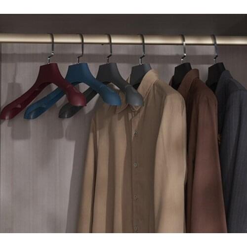 10pcs/lot Plastic Suits Hangers with Extra Thick Non-slip Shoulder Design Traceless Clothes Hanger for Dry and Wet Trousers Rack