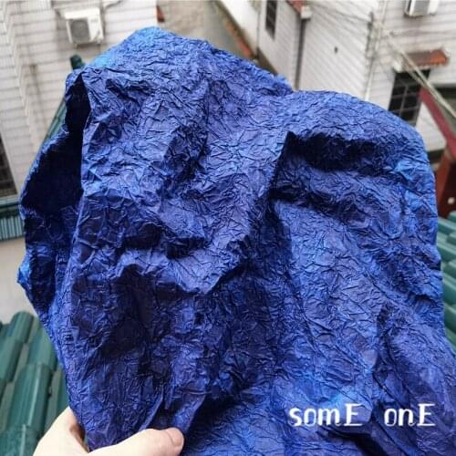 Pleated Paper Fabric Klein Blue Folds DIY Patches Decor Clothes Creative Graduation Project Designer Fabric