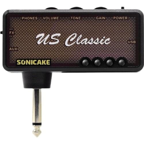 Sonicake Portable Guitar Amplifier Electric Guitar Plug Mini Headphone Amp Light-weight Design Come with USB Chargeable Cable