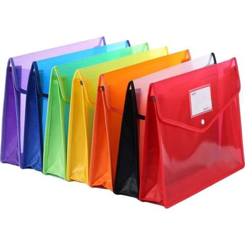 A4 Transparent Lightweight File Bag Portable Waterproof Folder Document Holder Large Capacity Button Storage School Test Paper