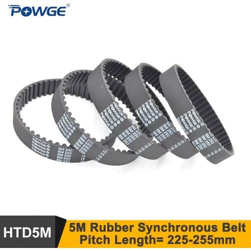 POWGE 225 230 235 240 245 5M Synchronous Belt W=10/15/20mm Teeth 45/46/47/48/49 HTD5M S5M Closed-Loop Belt 240-5M 230-5M 245-5M