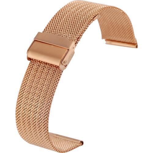 Mesh Watches Strap 18MM 20MM 22MM 24MM Replacement Watchbands Rose Gold Stainless Steel Bracelet Hook Buckle pasek do zegarka